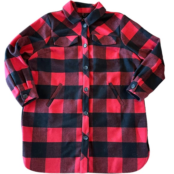 Torrid Women’s Plus Wool Longline Shacket Buffalo Checkered Print - 2X - Picture 3 of 13